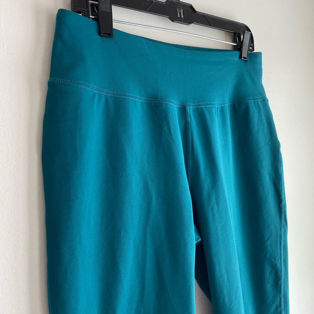 Lands' End Teal Wide Leg Cropped Stretch Knit Capri Pants Size M - Picture 2 of 5